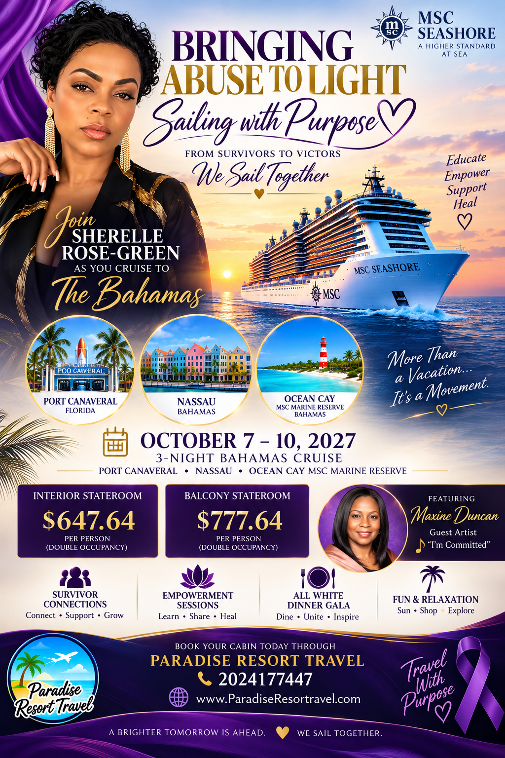 Sailing With Purpose From Survivors To Victors, Wednesday October 7-10